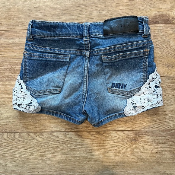 DKNY Blue Denim Shorts with Lace Trim - Picture 2 of 5